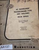 Airco-1957 AIRCO AC Bumblebee Transformer- Model Type Arc Welders — MCM Series Manual, Covers Installation, Operation, Maintenance-ARC-MCM SERIES-01